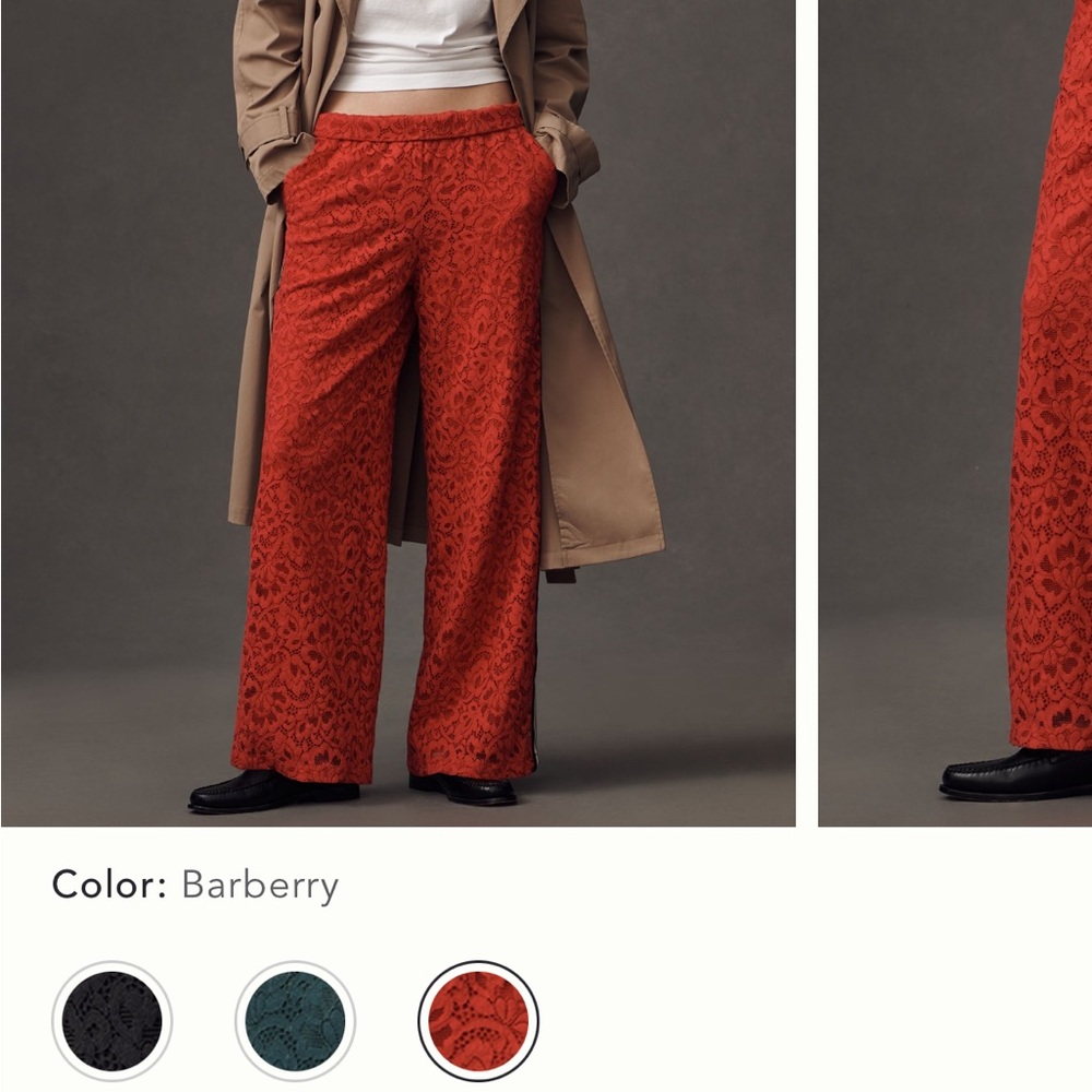 Maeve Barberry Wide Leg Lace Pants